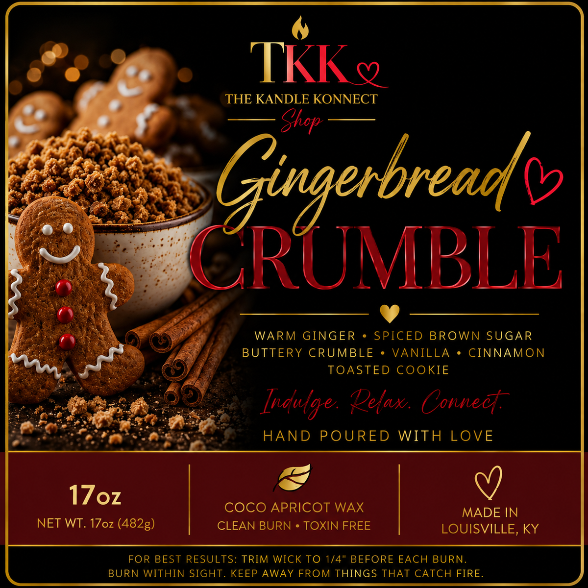 Gingerbread Crumble 3 Wick Candle 17oz