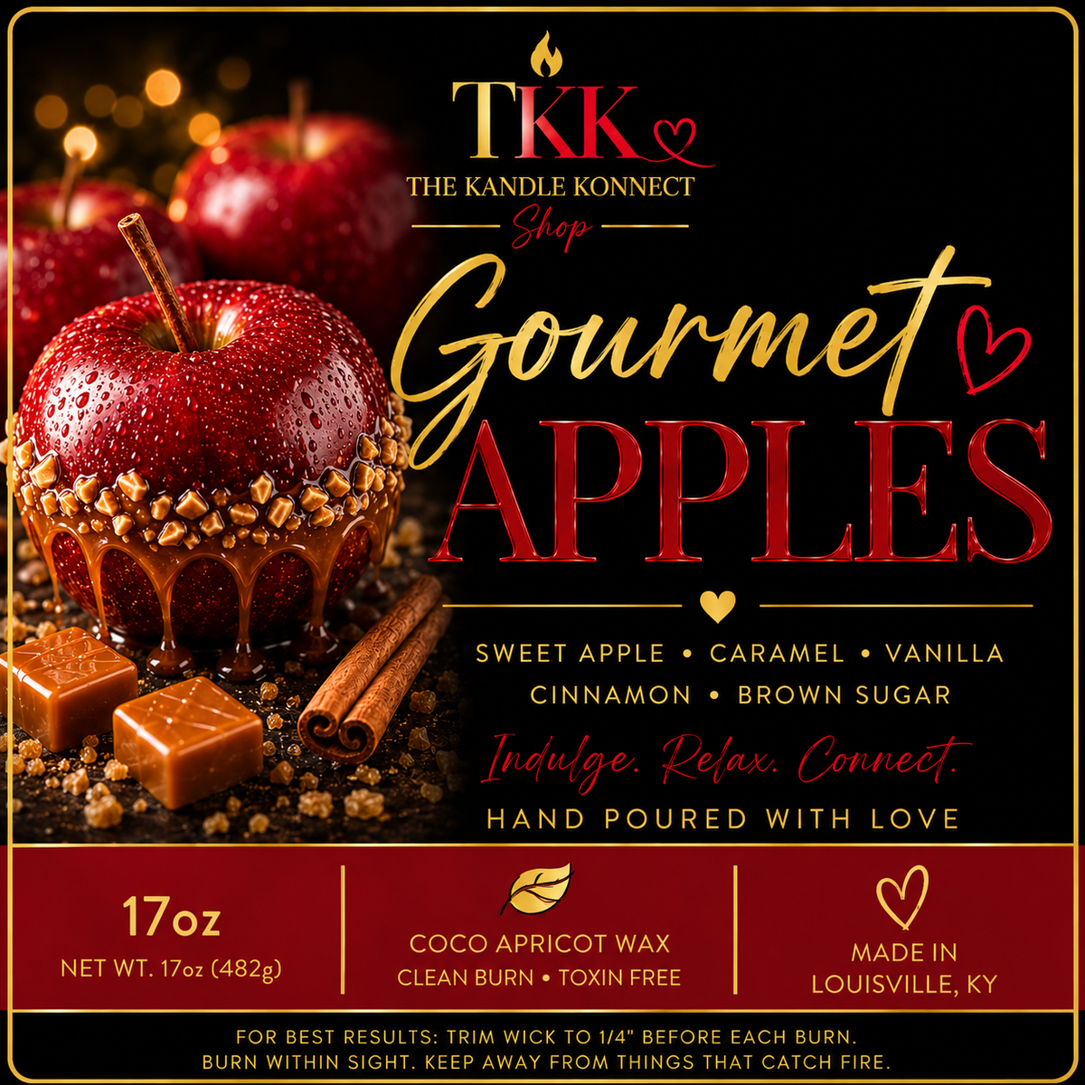 Gourmet Apples 3 Wick Candle 17oz