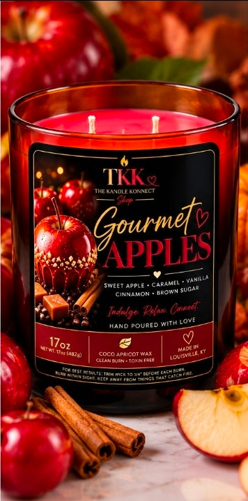 Gourmet Apples 3 Wick Candle 17oz
